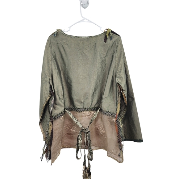 Giselle Shepatin Women's Silk Metallic Lagenlook Long Sleeves Top - M - Picture 6 of 9